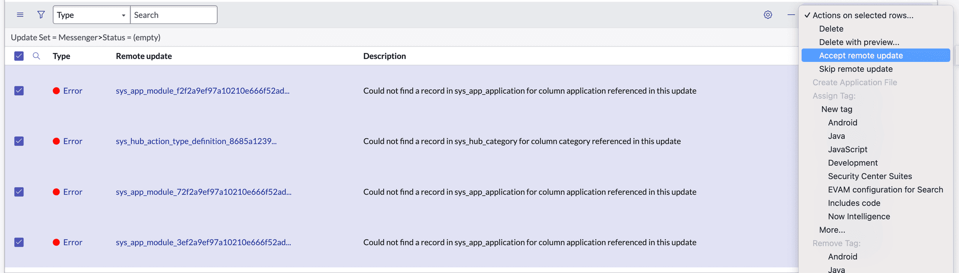 ServiceNow commit preview