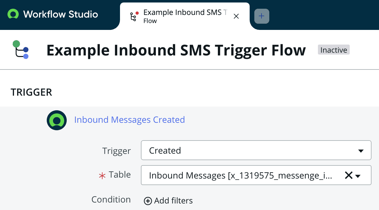 Triggering a workflow with a new inbound SMS